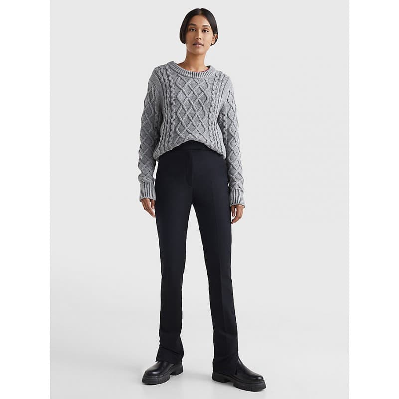 Pantalon Femme Tommy Hilfiger SEASONAL GABARDINE 38 BLACK