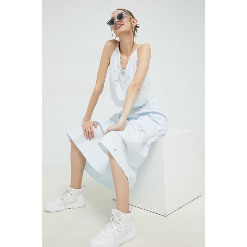 Jupe Femme Tommy Jeans TJW POPLIN TIERED MIDI L SHIMMERING BLUE