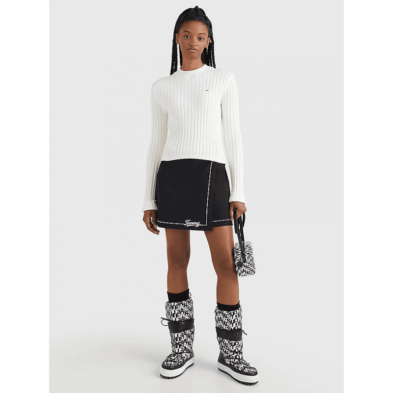 Pull Femme Tommy Jeans TJW BXY RIB SWEATER L ANCIENT WHITE