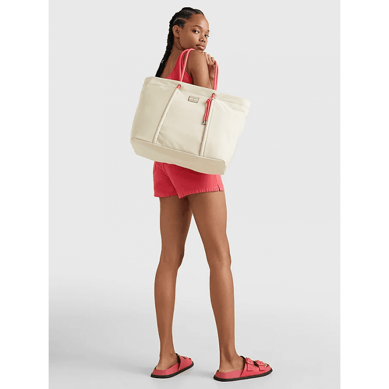 Sac Femme Tommy Jeans TJW BEACH SUMMER TOTE Unique CLASSIC BEIGE