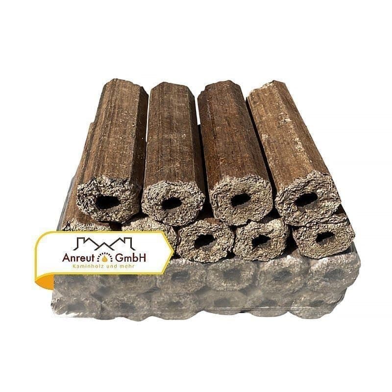 bricchetti di latifoglie pini kay ottagonali con foro · faggio e quercia · bancale 480 kg