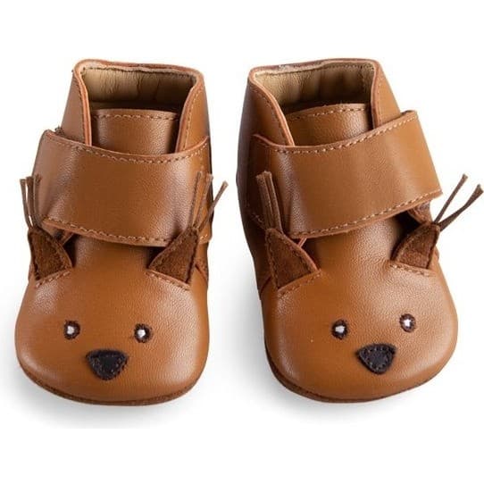 Moulin Roty Chaussons cuir écureuil camel Pomme des bois 0/6 m