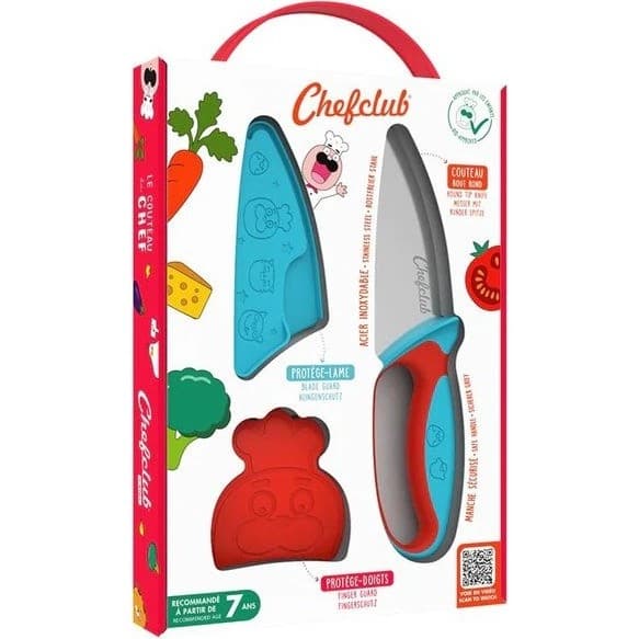 Chefclub Kids Couteau du chef bleu et rouge