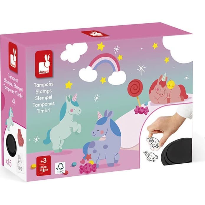 Janod Coffret de 15 Tampons Unicorn Stampinoo