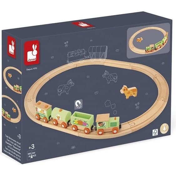 Janod Train avec circuit en bois Ferme