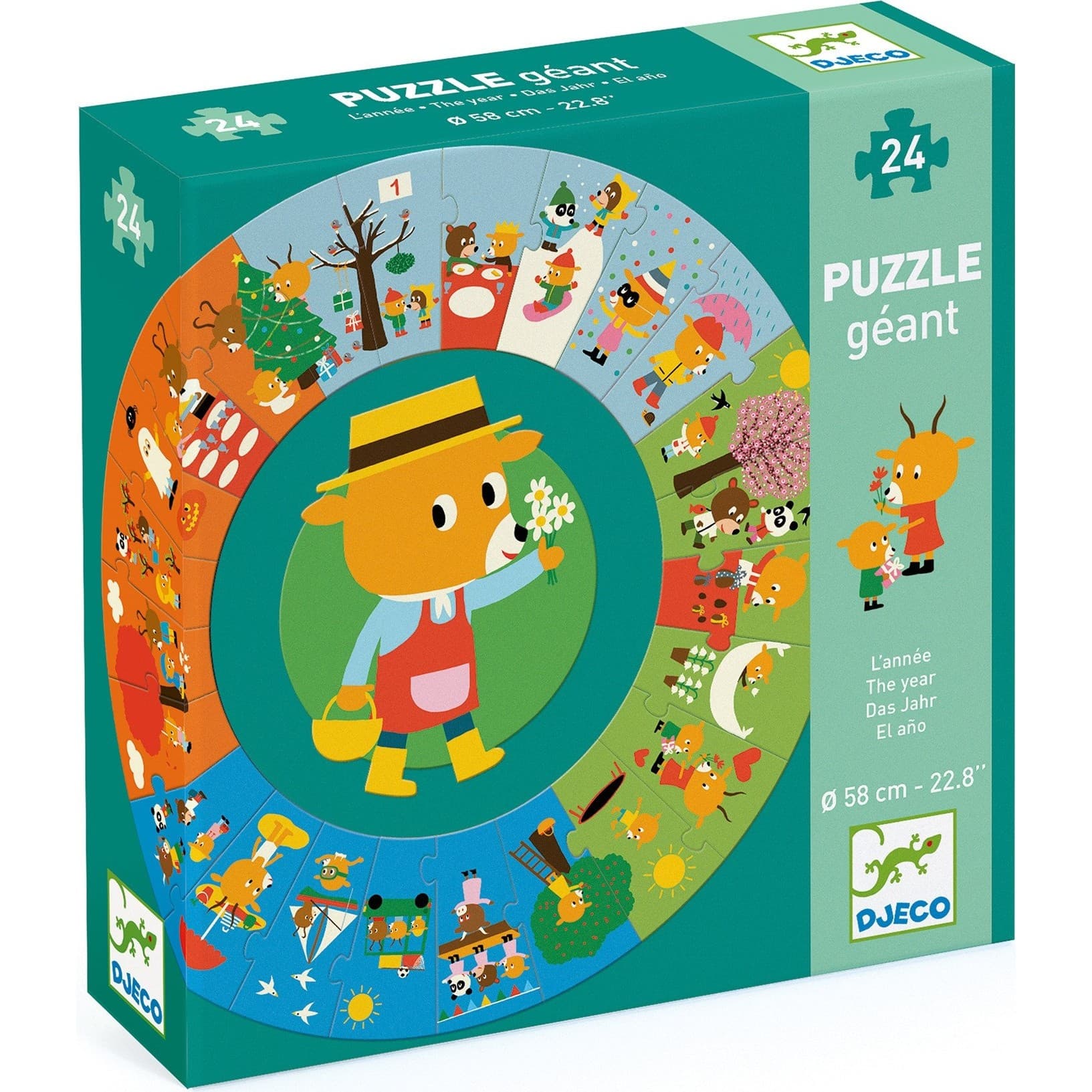 Djeco Puzzle géant l'Année Jeu ludique pour apprendre les saisons