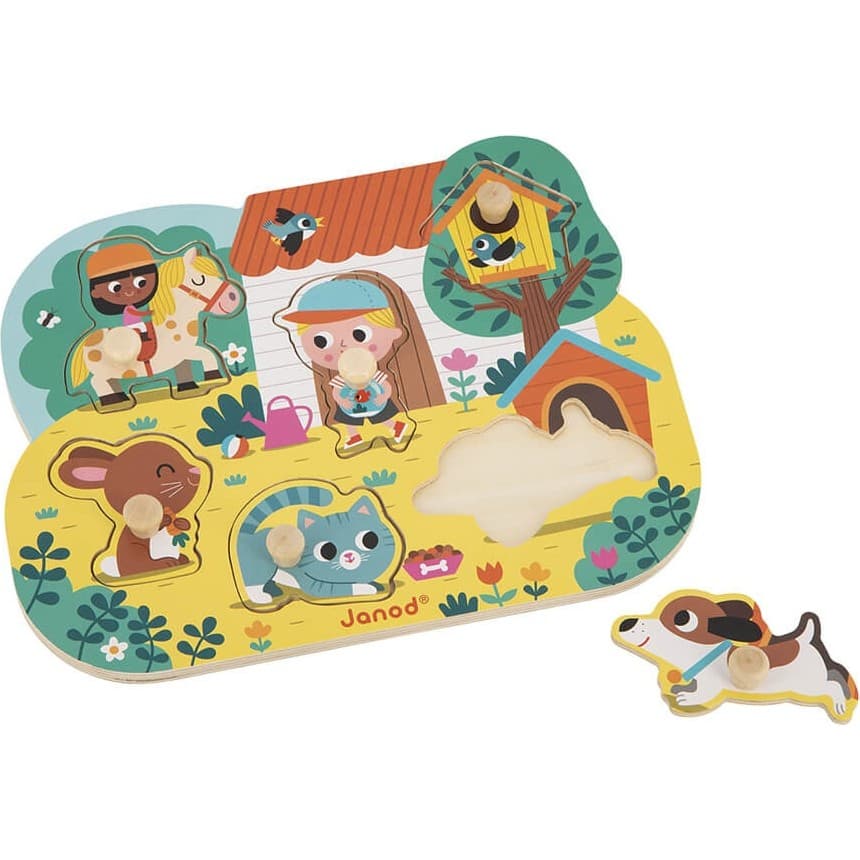 Janod Puzzle Encastrement 6 pièces : campagne