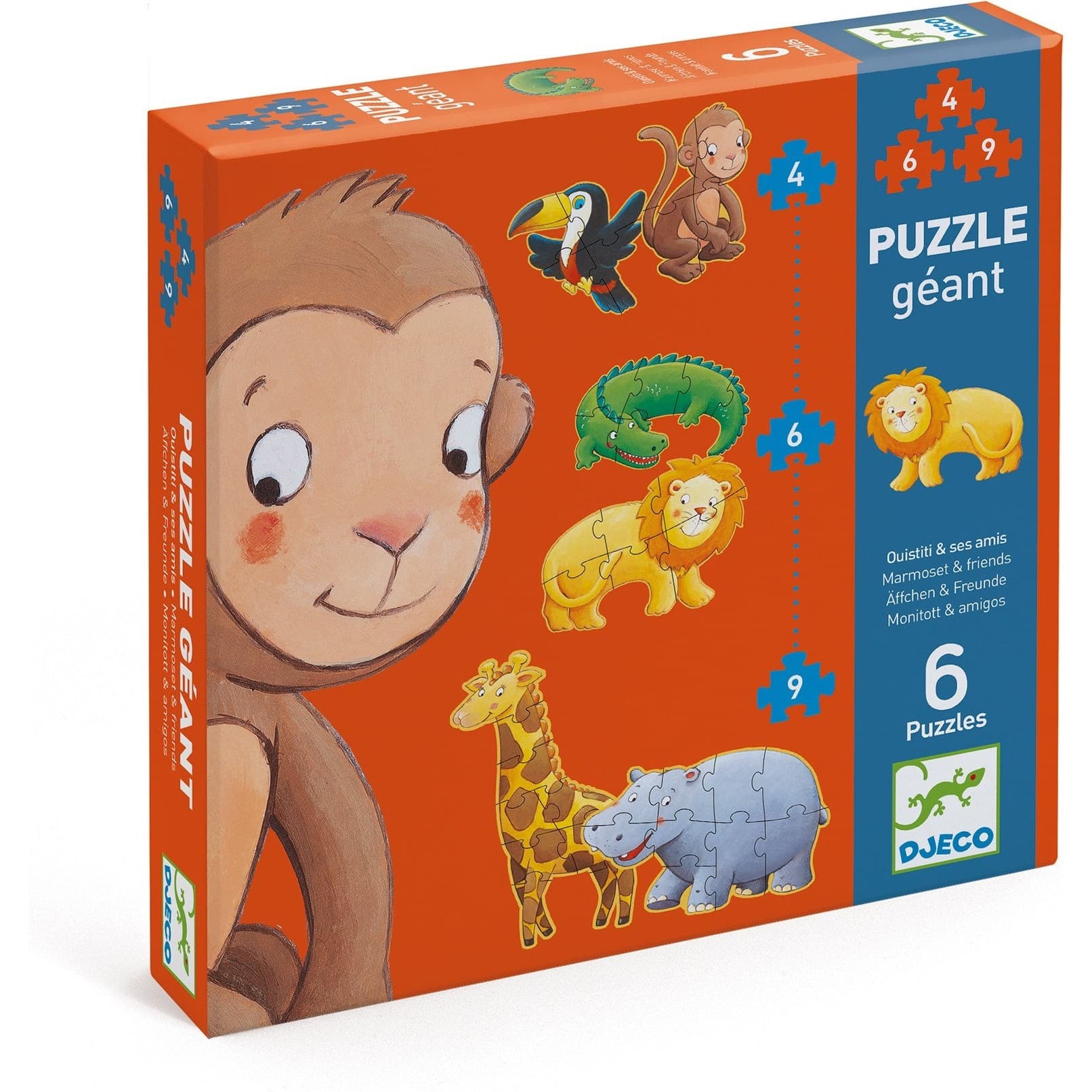 Djeco Puzzle 38 pièces 6 puzzles : Ouistiti et ses amis