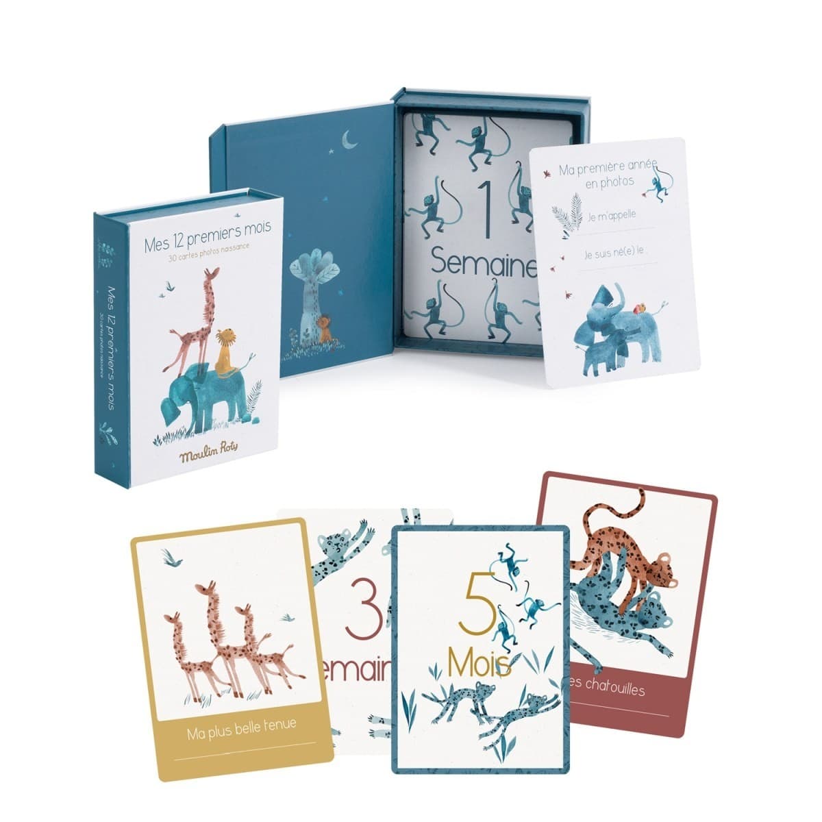 Moulin Roty Cartes Mes 12 premiers mois Sous mon baobab (30 cartes)