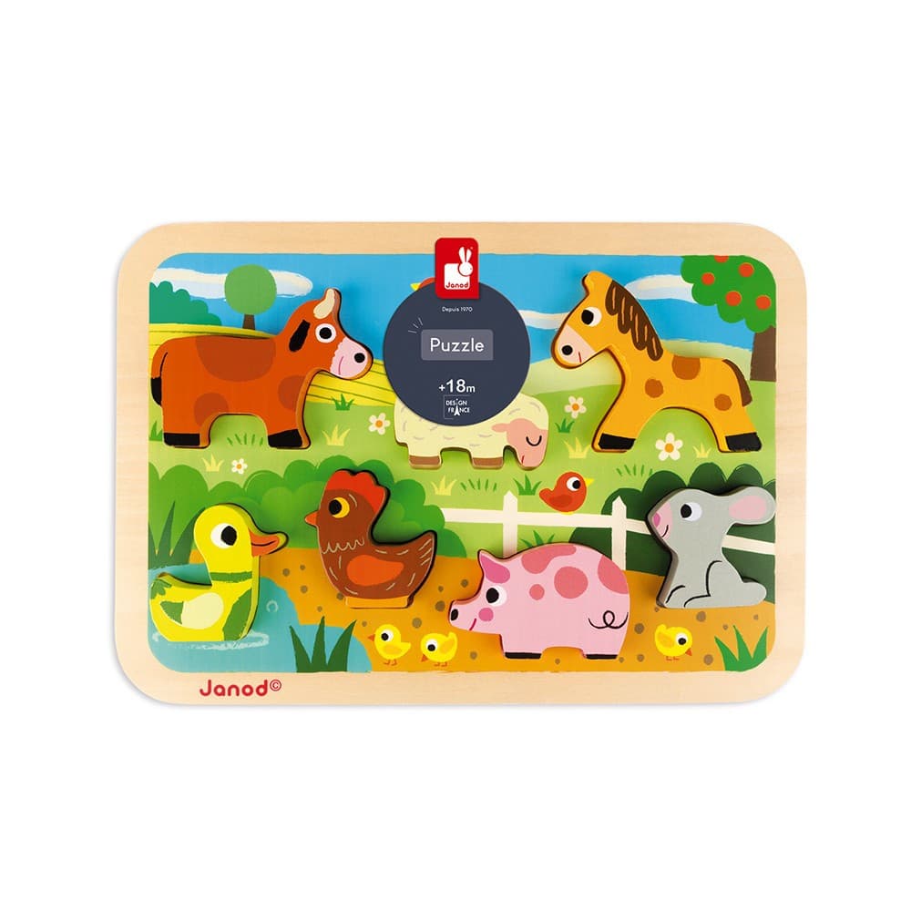 Janod Chunky Puzzle en bois Ferme dès 18 mois Puzzle en bois by