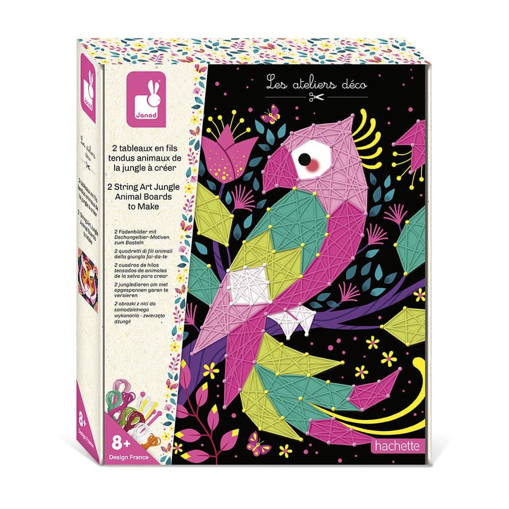 Janod Kit créatif : 2 tableaux fils tendus animaux de la jungle