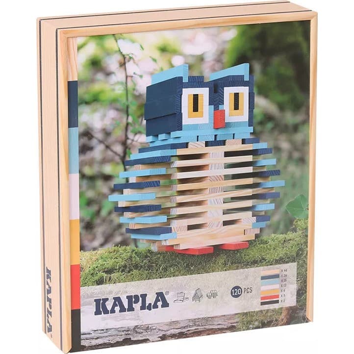 Kapla Coffret chouette 120 planchettes coloris nature et colores