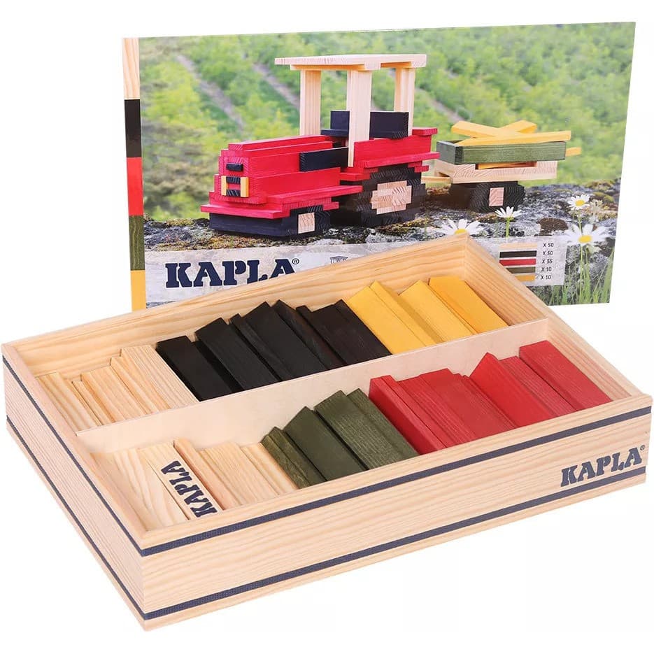 Kapla Coffret tracteur 155 planchettes coloris naturel et colores