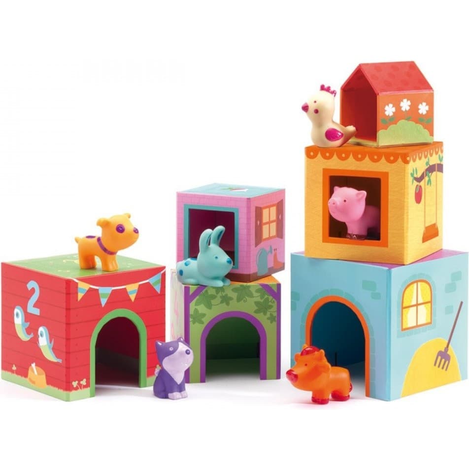 Djeco Cubes gigognes avec animaux de la ferme Topanifarm