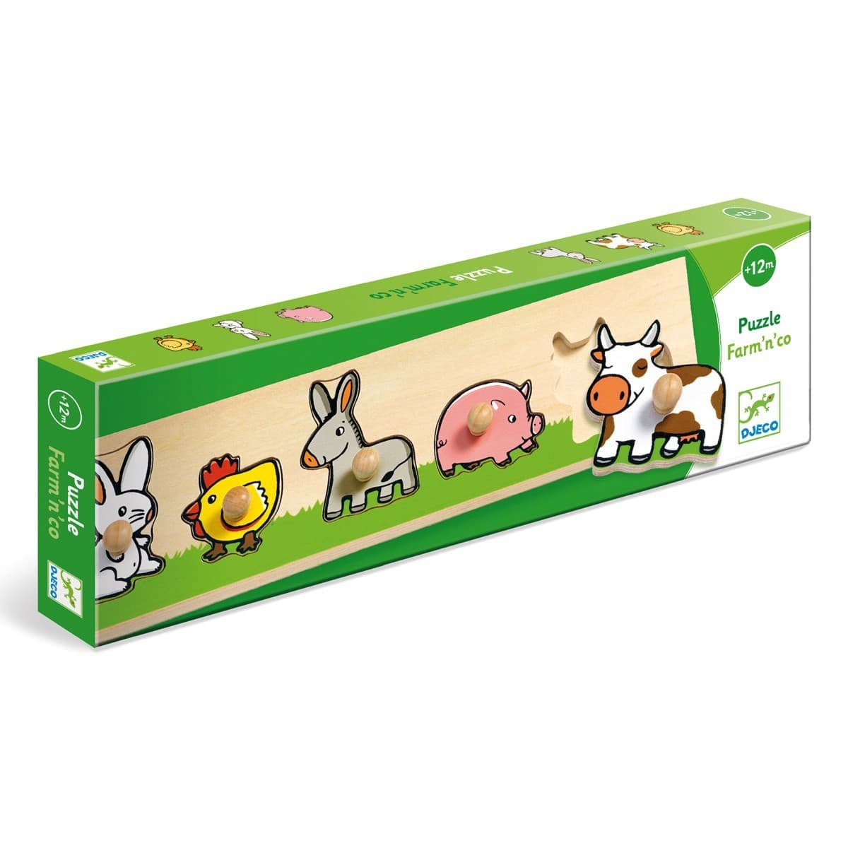 Djeco Puzzle Farm'n'co en bois encastrable 6 animaux