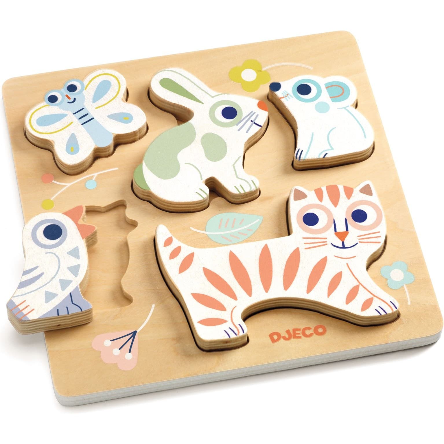Djeco Puzzle à encastrement 5 pièces : BabyAnimali