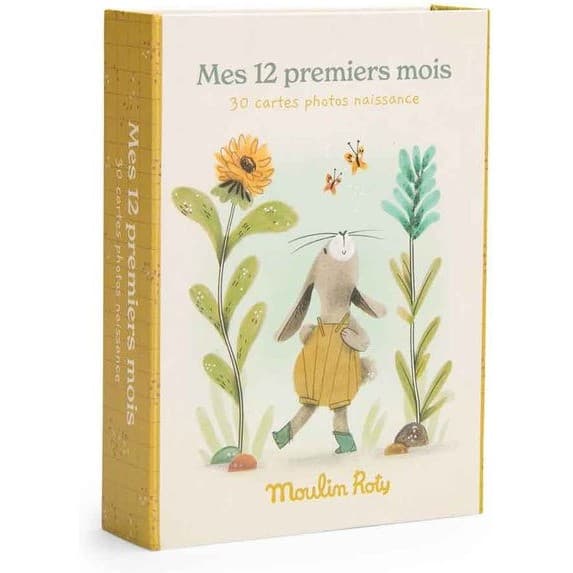 Moulin Roty Cartes Mes 12 premiers mois Trois petits lapins 30 cartes
