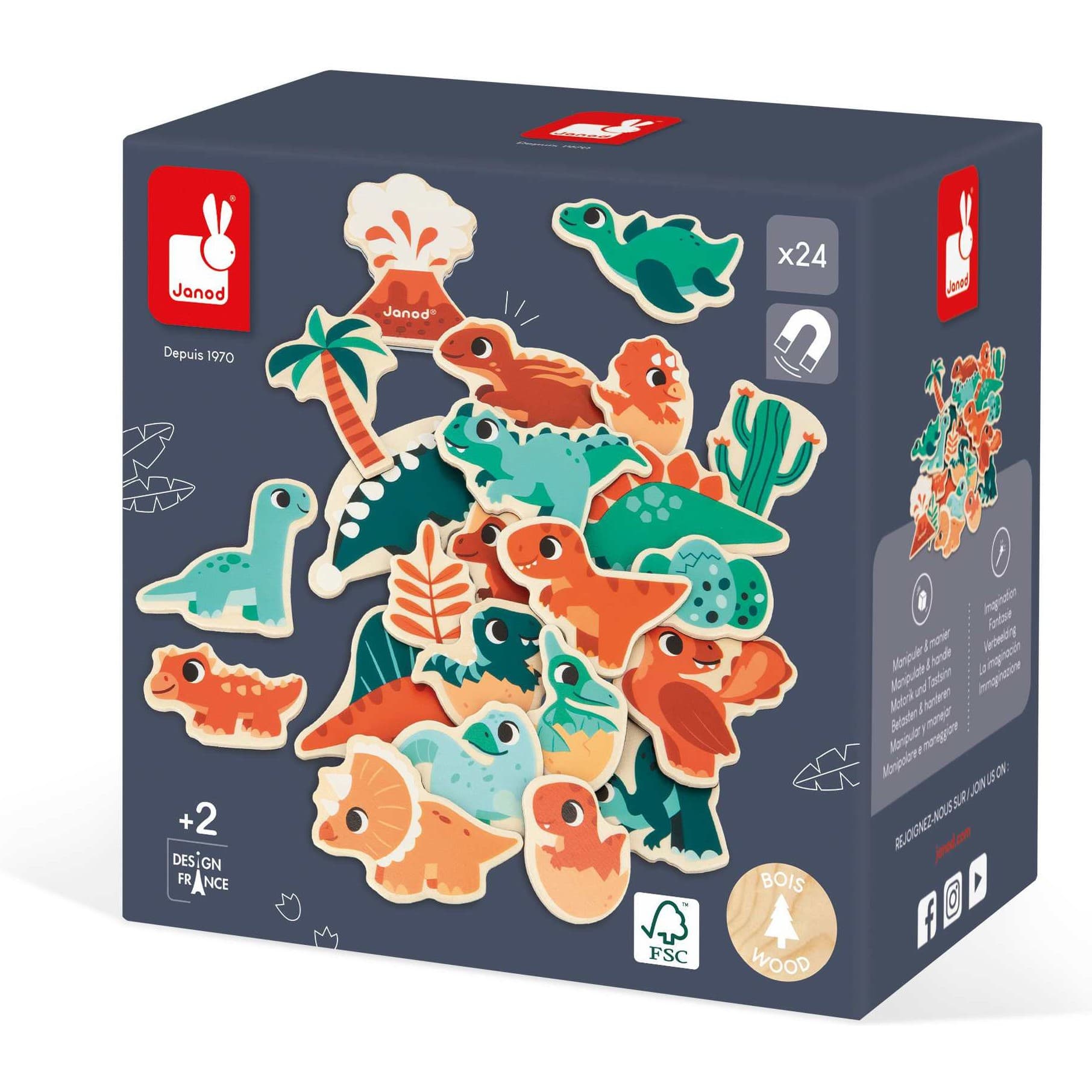Janod Magnets Dino 24 pièces