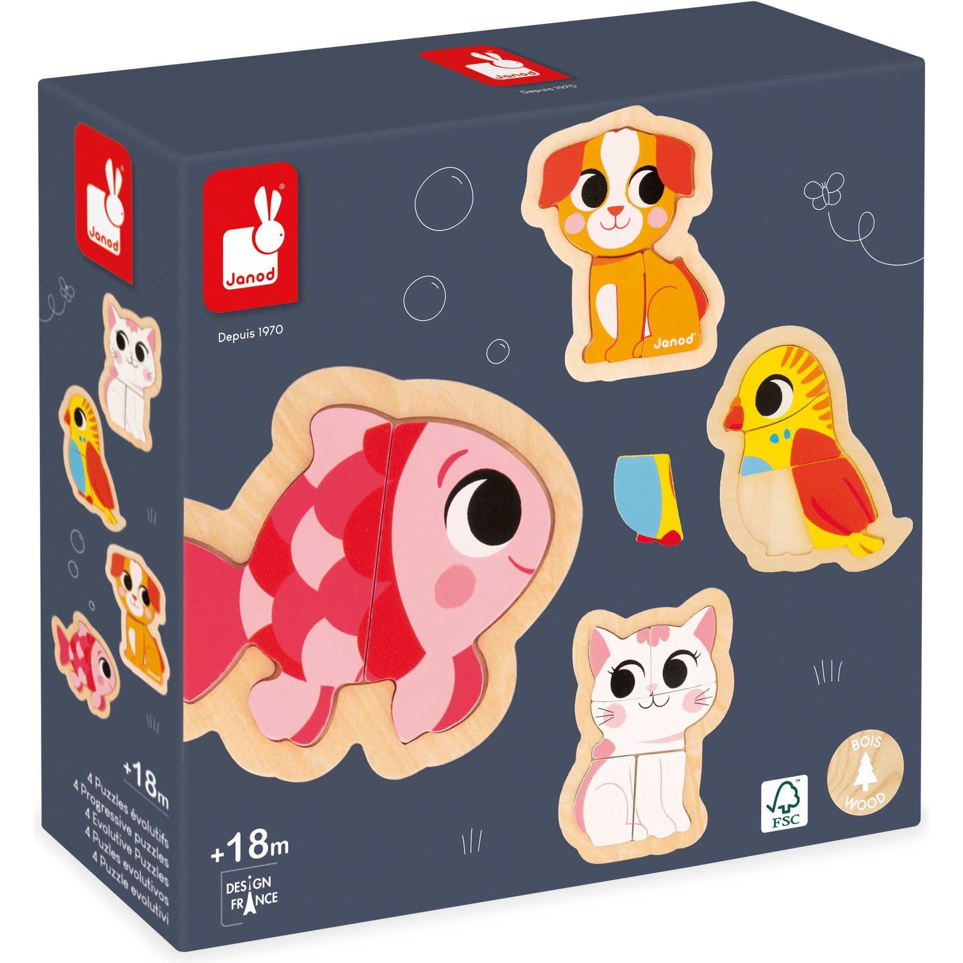 Janod Puzzles évolutifs en bois Animaux domestiques