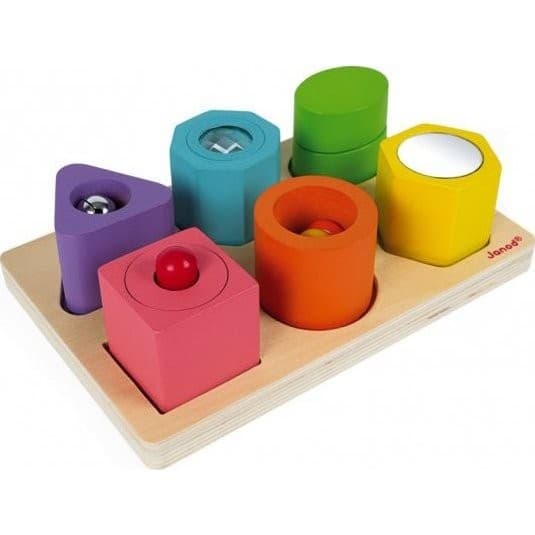 Janod Puzzle en bois 6 cubes sensoriels