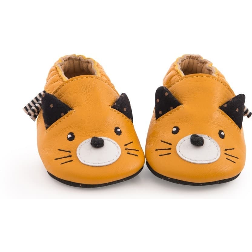 Moulin Roty Chaussons cuir chat moutarde Les moustaches 12/18 m