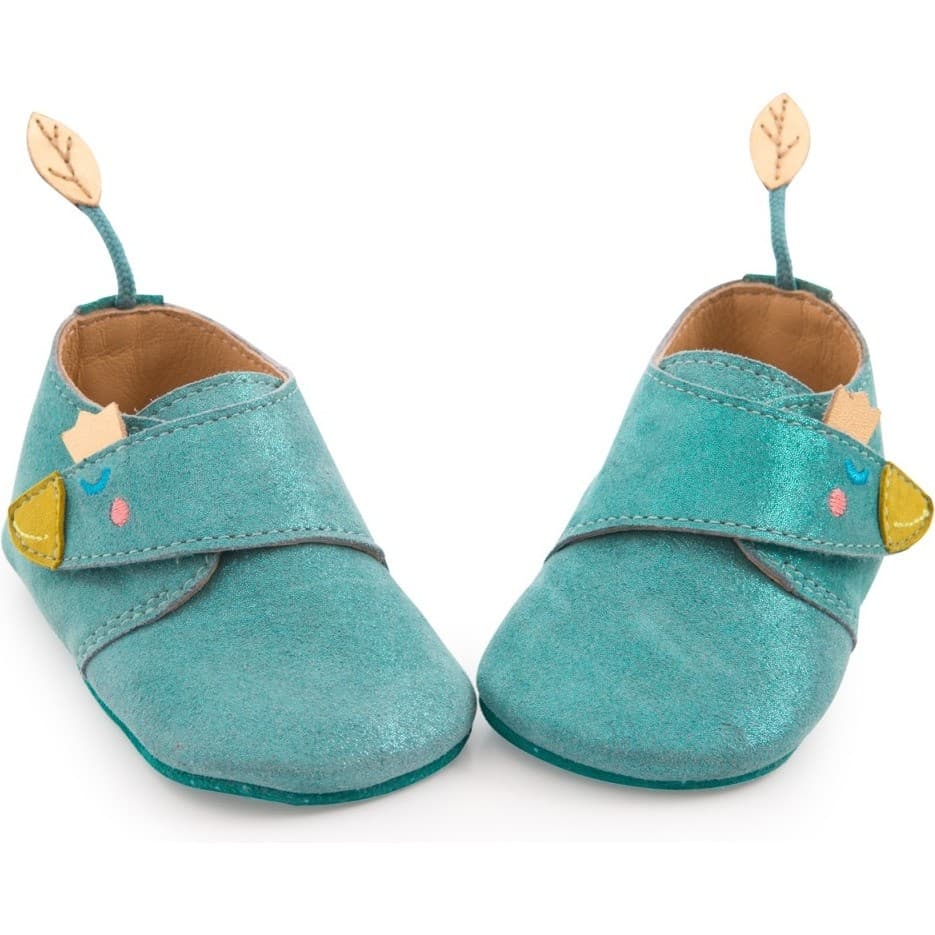 Moulin Roty Chaussons cuir oie bleu Le voyage d'Olga 18/24 m