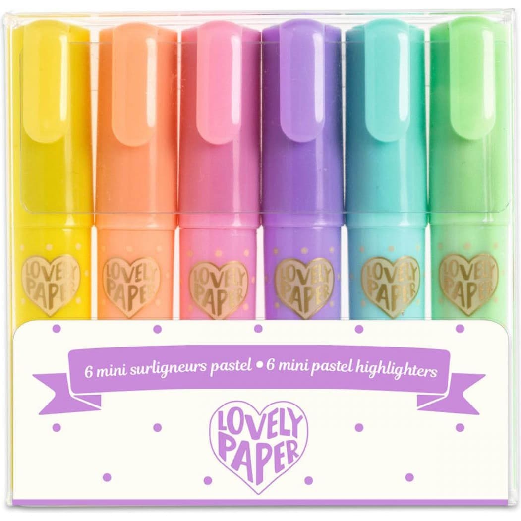 Lovely Paper By Djeco 6 mini surligneurs pastel Djeco