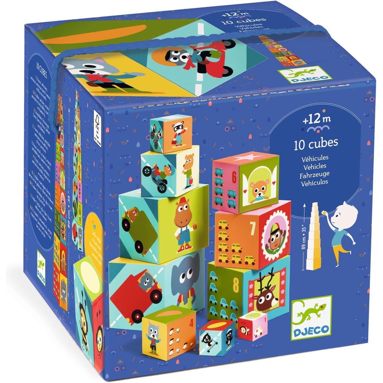 Djeco 10 cubes à empiler véhicules