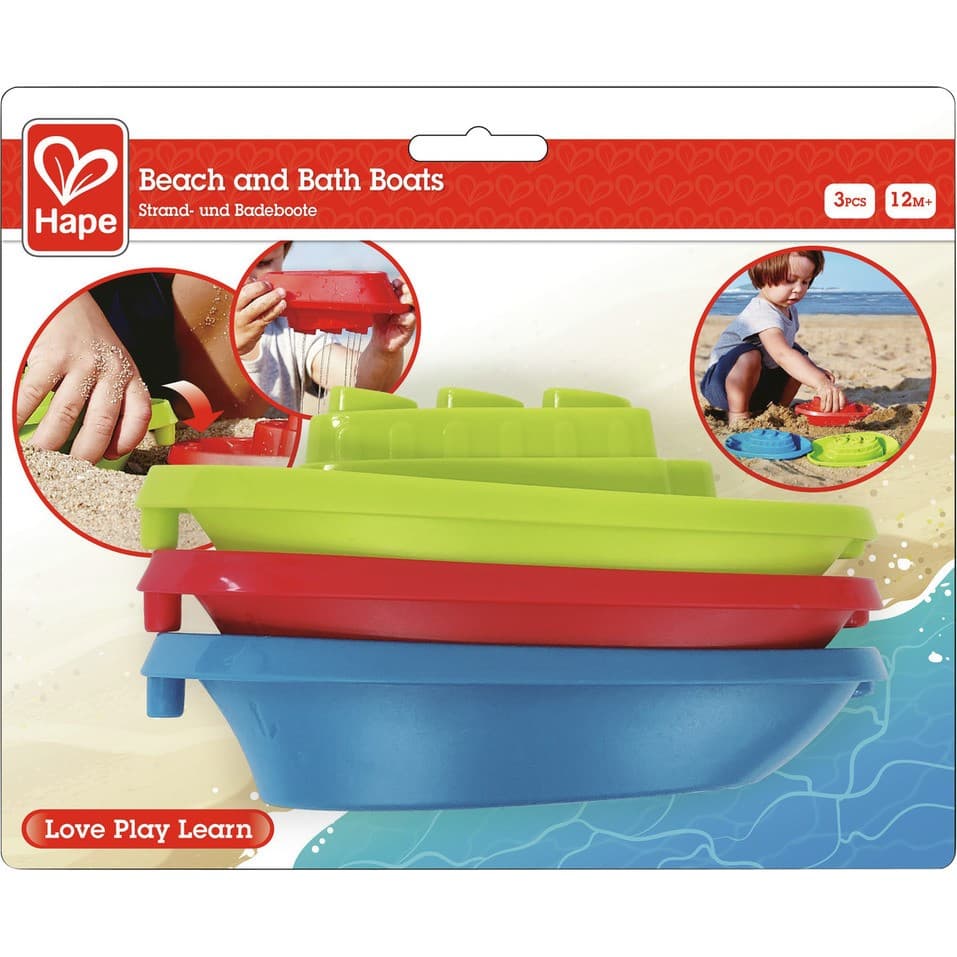 Hape 3 bateaux de plage et de bain colorés bébé
