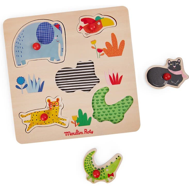 Moulin Roty Puzzle encastrable 5 animaux Les Toupitis
