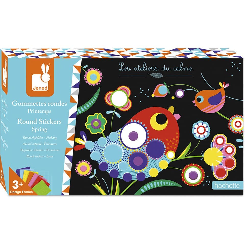 Janod Les ateliers du calme Kit Créatif Gommettes rondes Printemps