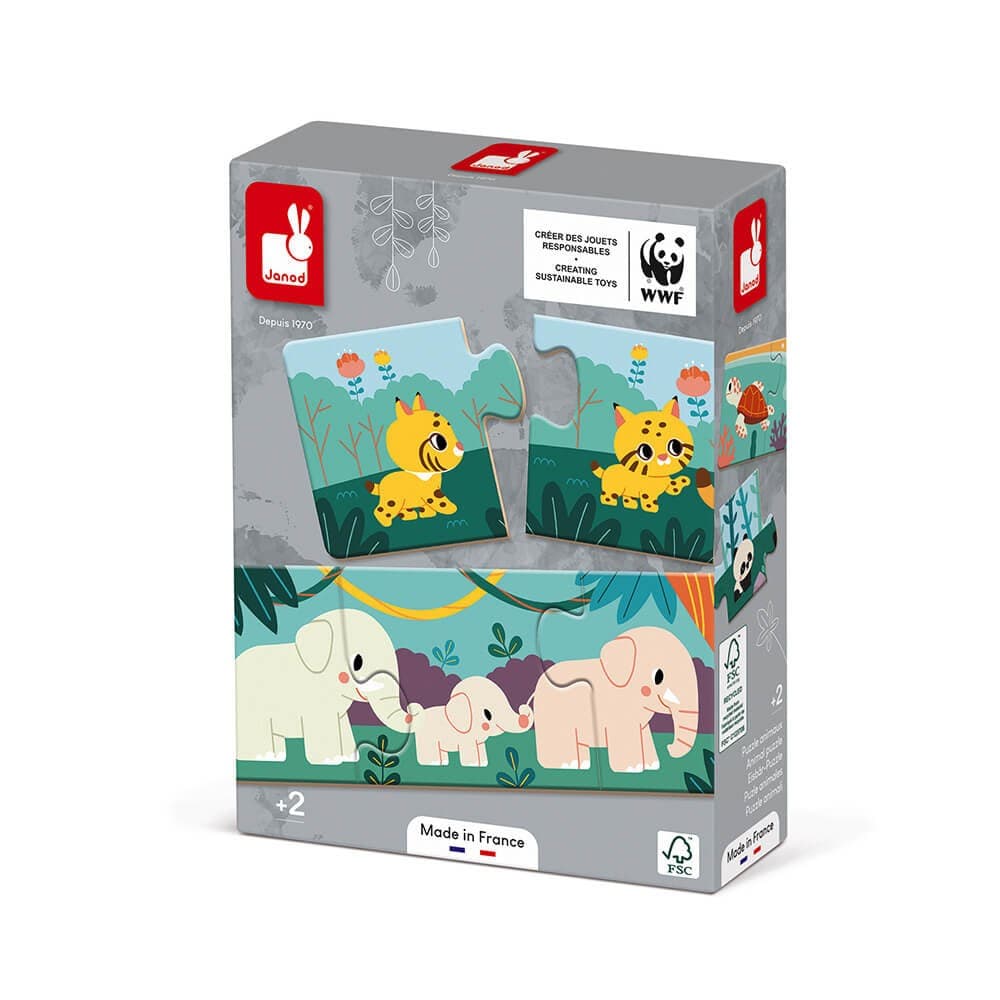 Janod Jeu d'association Puzzle Animaux 30 pièces Partenariat Wwf®
