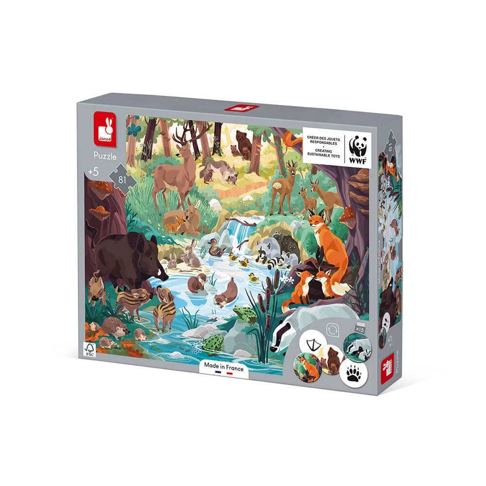 Janod Puzzle les Empreintes des Animaux 81 pièces Partenariat Wwf®