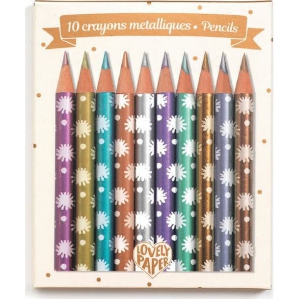 Djeco Crayons de couleurs métalliques