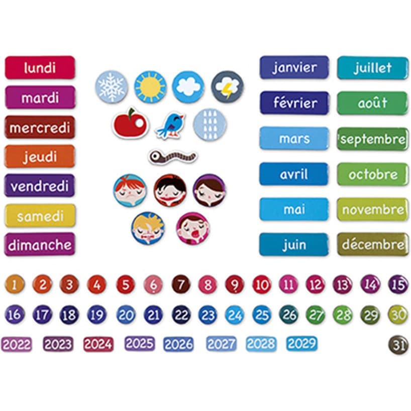 Janod Lot de 71 Magnets pour Agenda Magnétique Une Belle Journée