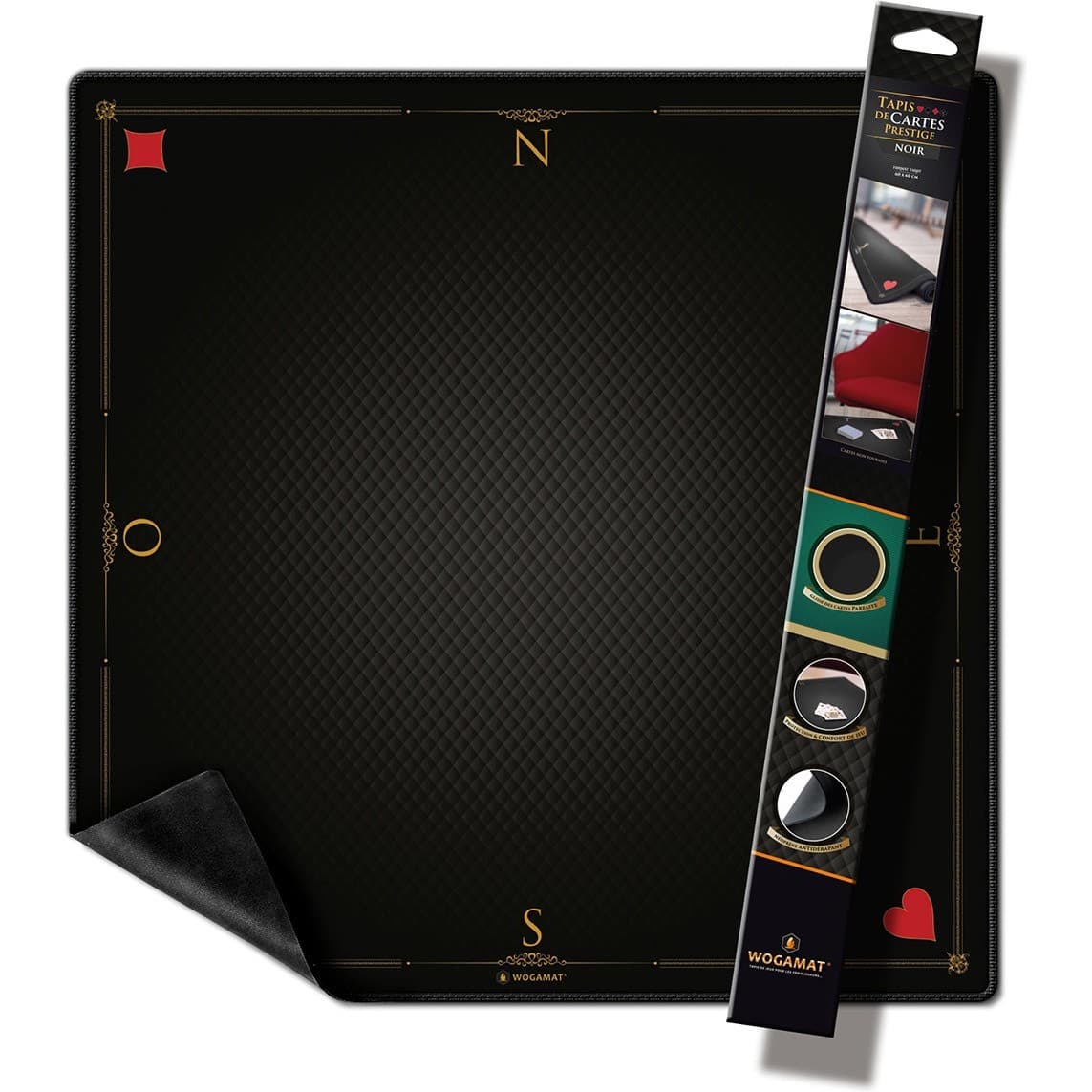 Wogamat Tapis de cartes prestige noir Format Tarrot 60 x 60 cm Playmat