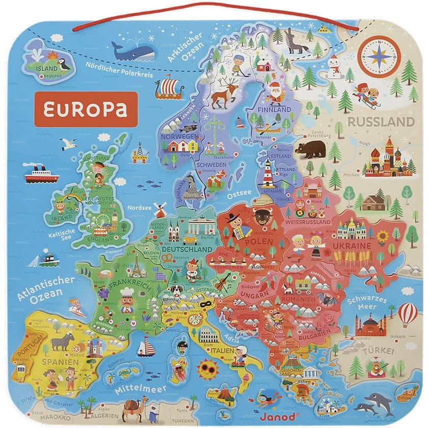 Janod Puzzle magnétique allemand Carte éducative Europe magnétique