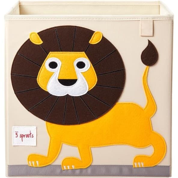 3 Sprouts Cube de rangement jouets lion