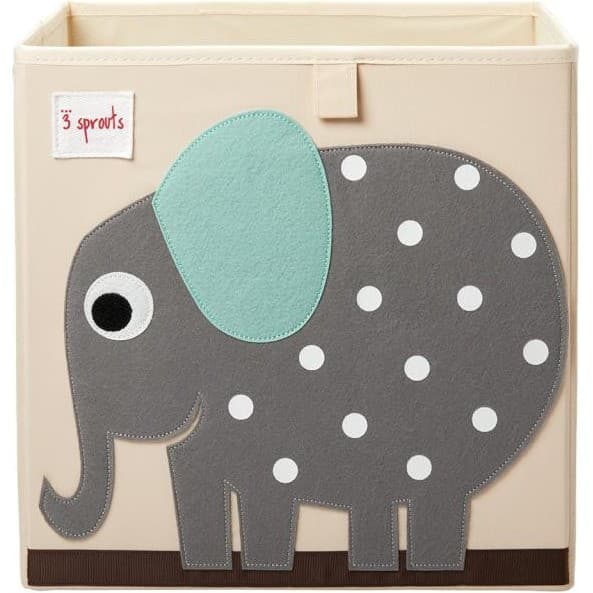 3 Sprouts Cube de rangement jouets éléphant