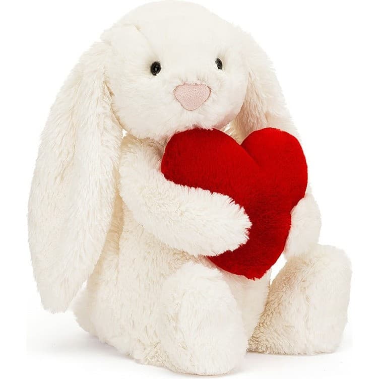 Jellycat Peluche Lapin timide coeur d'amour rouge Bashful Red Love