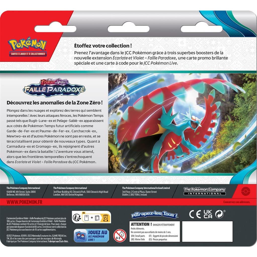 Pokémon Pack 3 boosters EV04 Ecarlate et Violet Faille Paradoxe