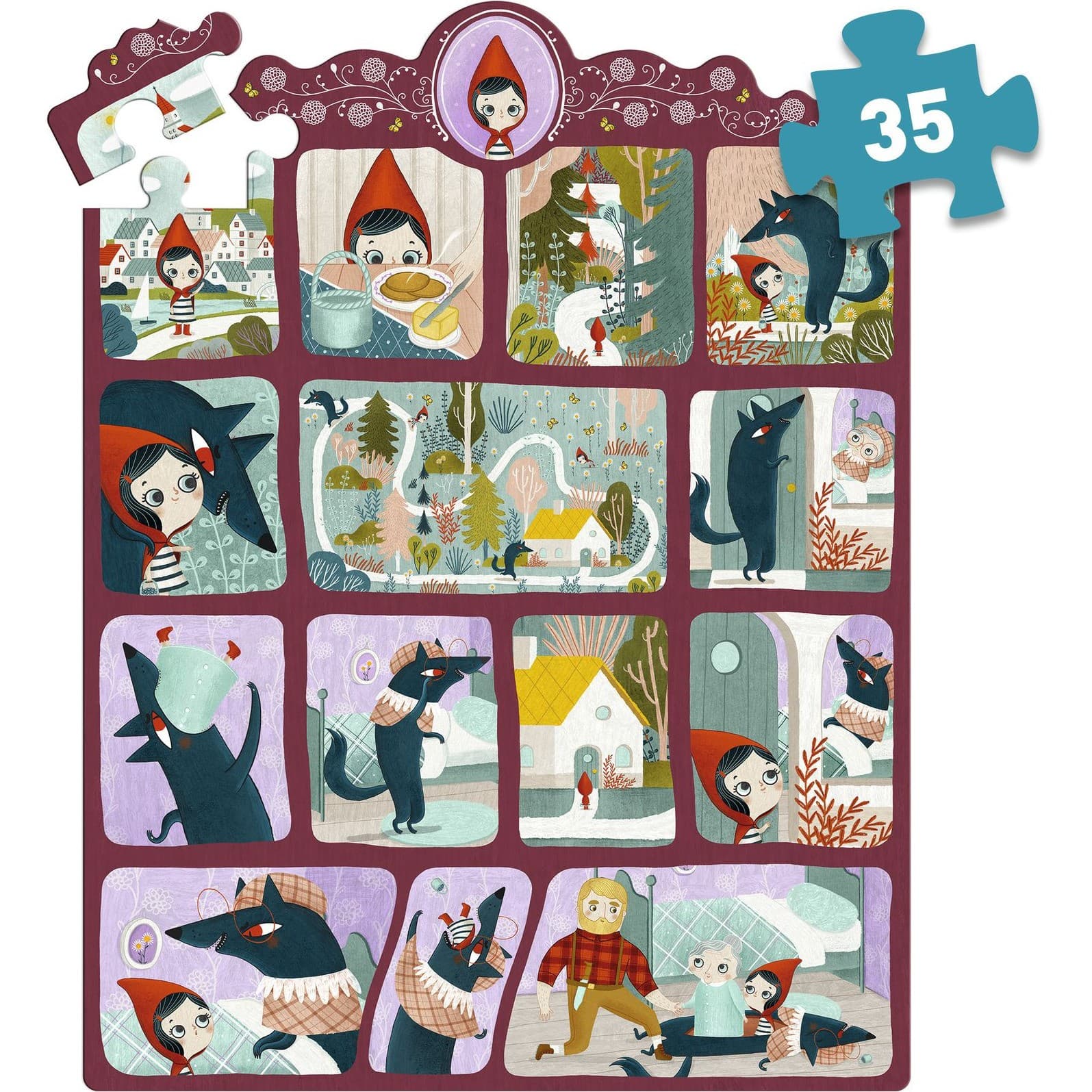 Djeco Puzzle histoire Le Petit Chaperon rouge 35 pcs Story Puzzle