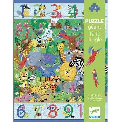 Djeco Puzzle géant 54 pièces 1 à 10 Jungle
