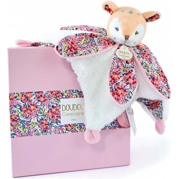 Doudou Et Compagnie Boh'Aime Doudou Faon blanc avec pétales