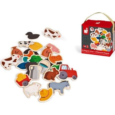 Janod Magnets en bois Ferme 24 Pièces