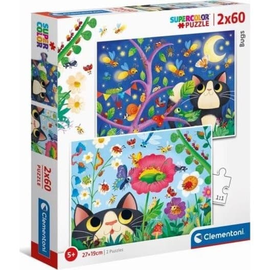 Clementoni Puzzle 2x60 pièces Chat, Insectes