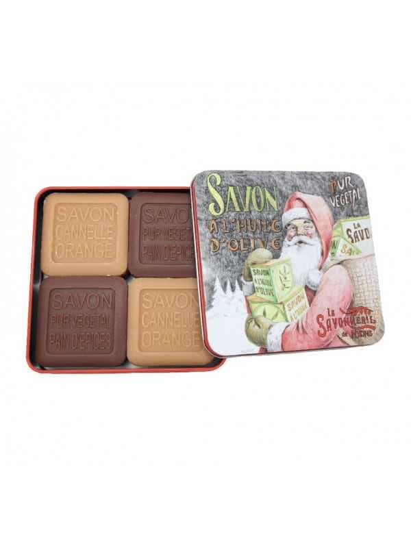 Boîte à savons "Père Noël" (Chocolat/ Orange et Cannelle - 4x100g)