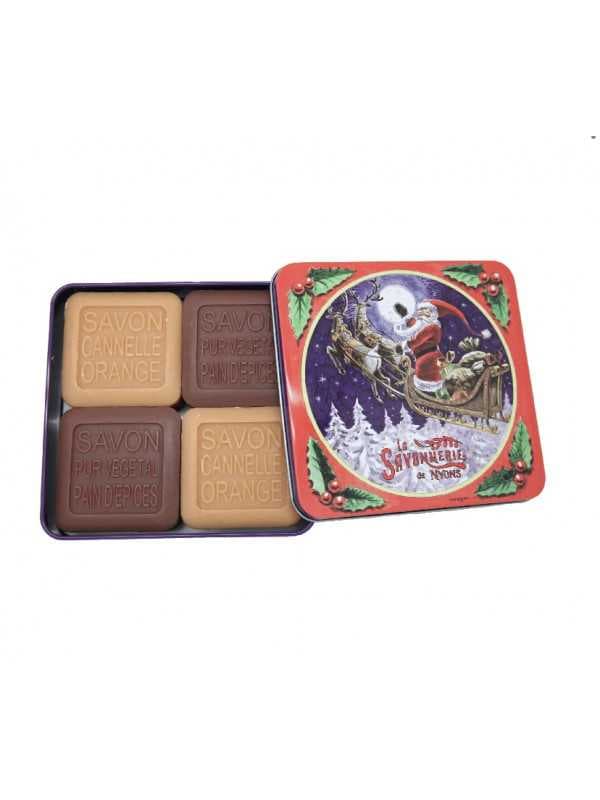 Boîte à savons "Le Traîneau" (Orange cannelle/ Pain d'épice - 4x100g)