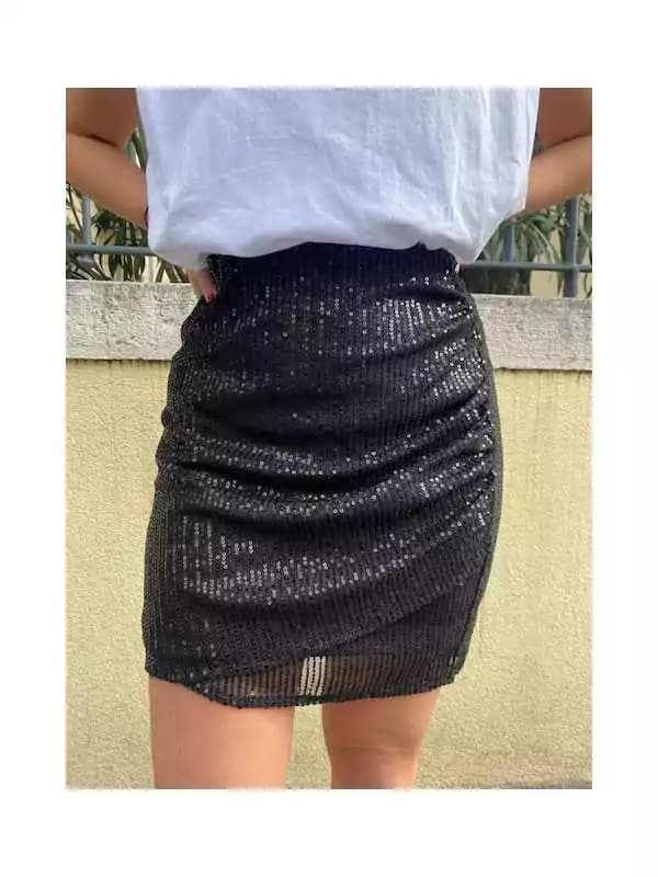 Jupe courte noire "Paillette" L