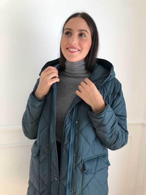 Doudoune verte matelassée mi longue - Anne-fleur T.36